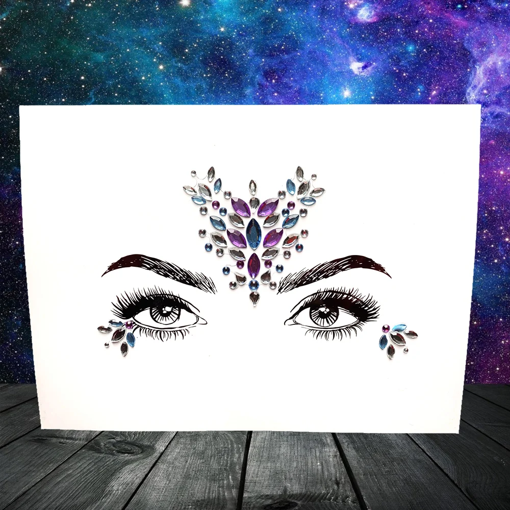 

Diamond Face Decoration Flash Eye Crystal Sticker For Party Prom Tribal Style Acrylic Resin Drill 3D Eye Jewelry Paste For Women