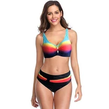 Bikini con realce para mujer, traje de baño, conjunto estampado de lunares, color negro, acolchado, 2021 (3)