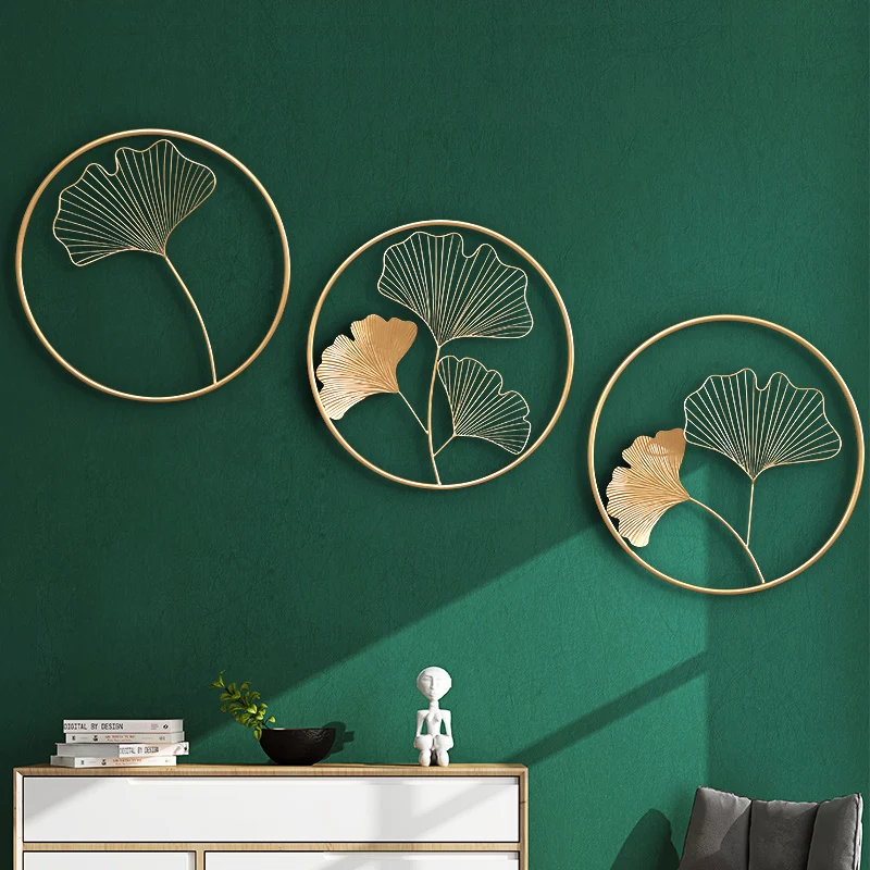 

Nordic Luxury Ginkgo Leaf Wall Decors Creative Home Decoration Gold Three-dimensional Leaf Wall Hanging Painting 3pcs
