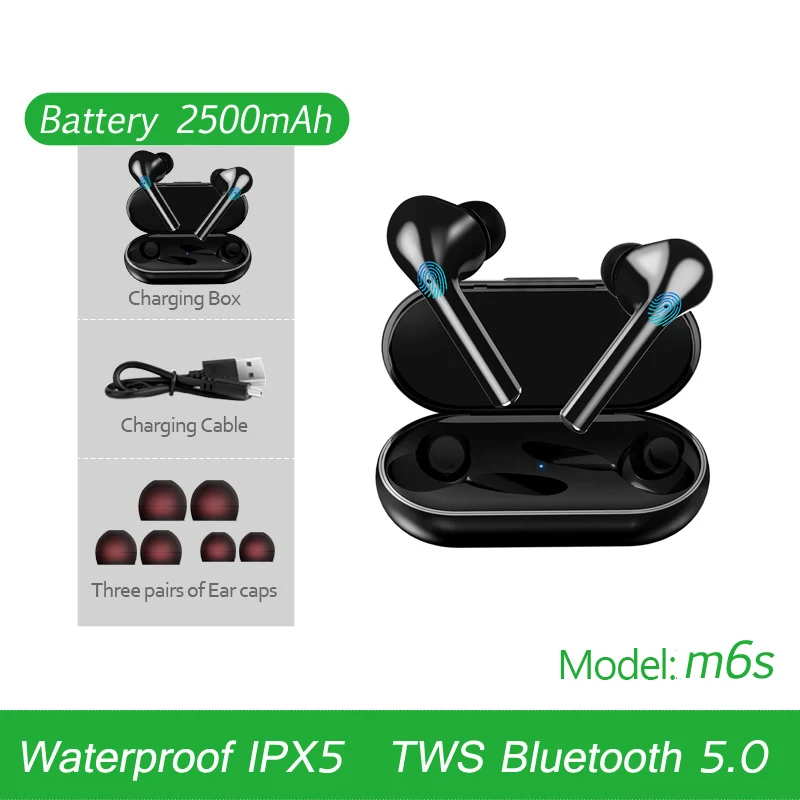 CBAOOO TWS 5,0, Bluetooth наушники, гарнитура, мощный светодиодный дисплей, беспроводные наушники, IPX7, водонепроницаемые спортивные наушники, стерео, бас, наушник - Цвет: B