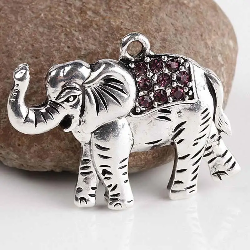Тибетский серебряный австрийский хрусталь SUNYIK слон бусины с животными подвеска