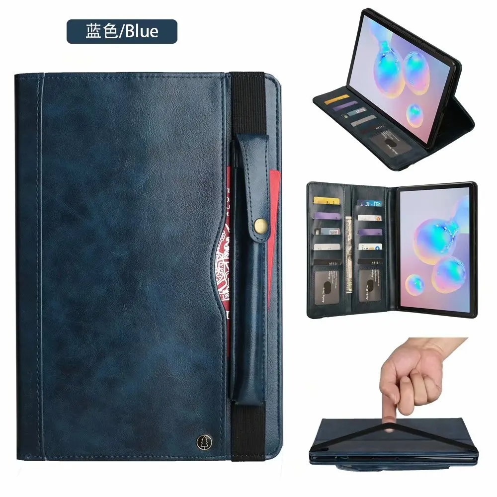 Модный кожаный чехол для планшета для samsung Galaxy Tab S6 T860 T865 SM-T860 SM-T865 10," с карандашом и держателем для карточек+ ручка