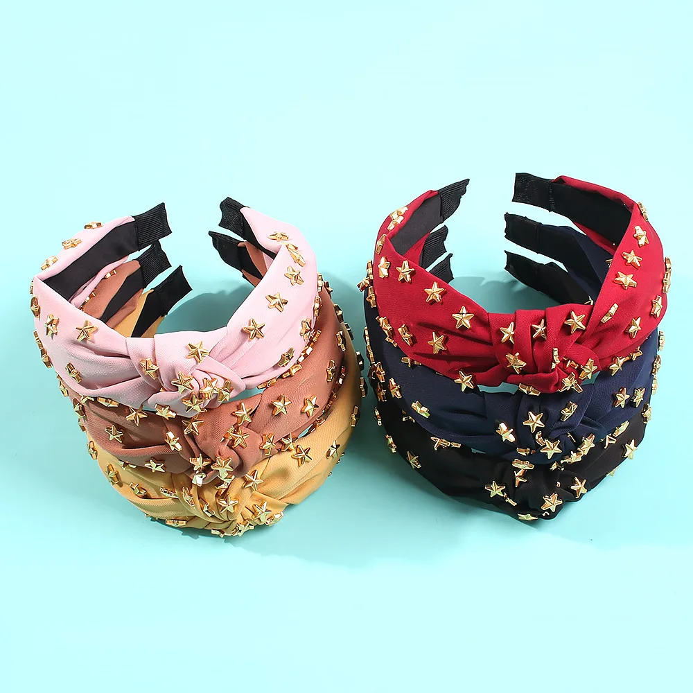 Модная повязка на голову для Для женщин широкий Простые сотканные металлическая