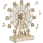 Музыкальная шкатулка, вращающаяся музыкальная шкатулка сделай сам из 232 частей, 3D колесо обозрения, деревянная модель, набор строительных блоков, сборная игрушка, подарок для детей и взрослых