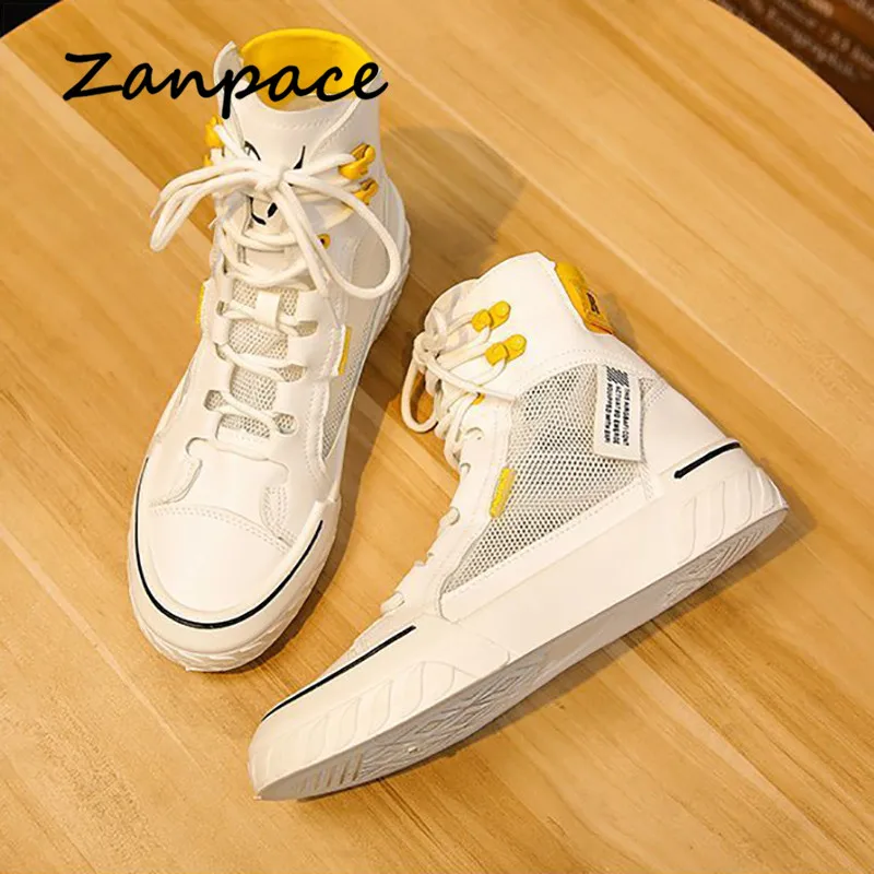 2021Summer Women's Sneakers New Canvas Lace-Up Women's Sports Shoes Breathable Platform Sneakers Shoes White Casual Women Shoes