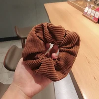 Corduroy Plush Hair Ring Korean Version Of Pure Color Women Temperament Striped All-Match Hair Rope Autumn And Winter New
