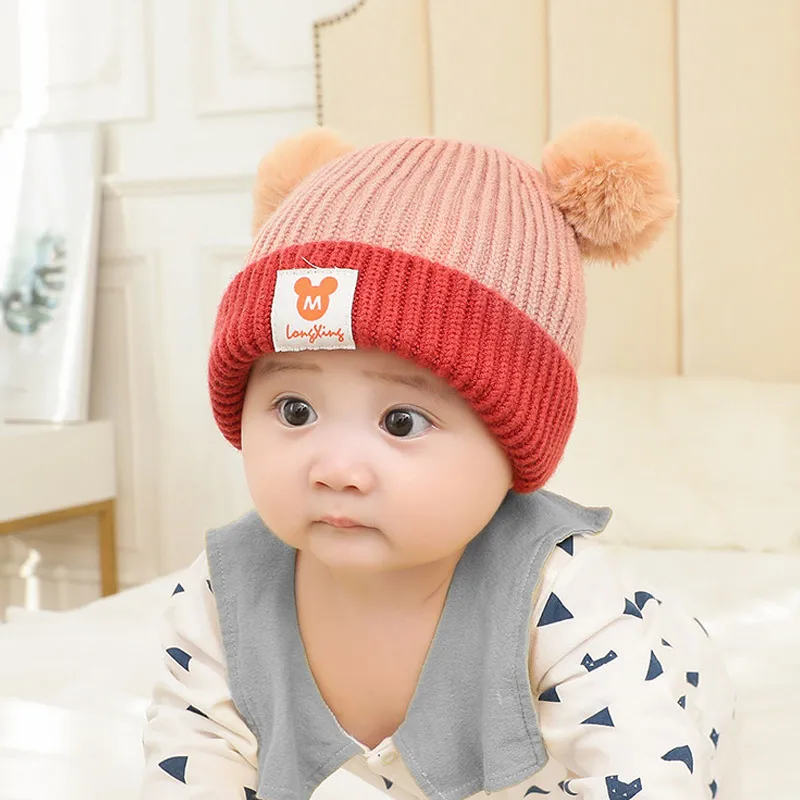 Детская шапка шапки-бини Дети Детские теплые зимние шерстяные шляпы