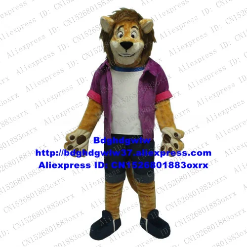 Коричнево-фиолетовый костюм-талисман льва и для взрослых мультяшный персонаж