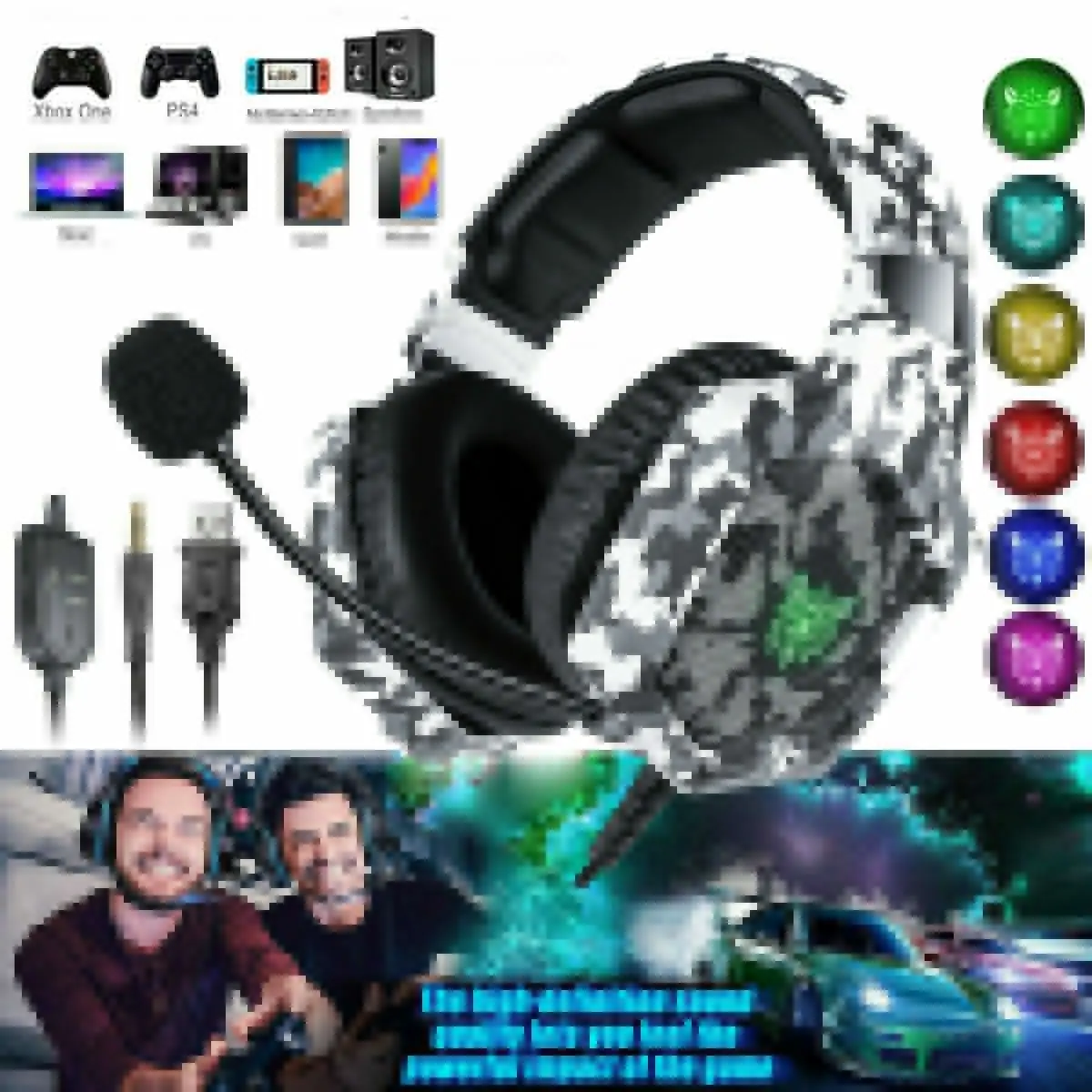 

Details Gaming Kopfhörer Headset Mit Mikrofon HD Stereo LED Für PS4 PC Laptop Xbox One