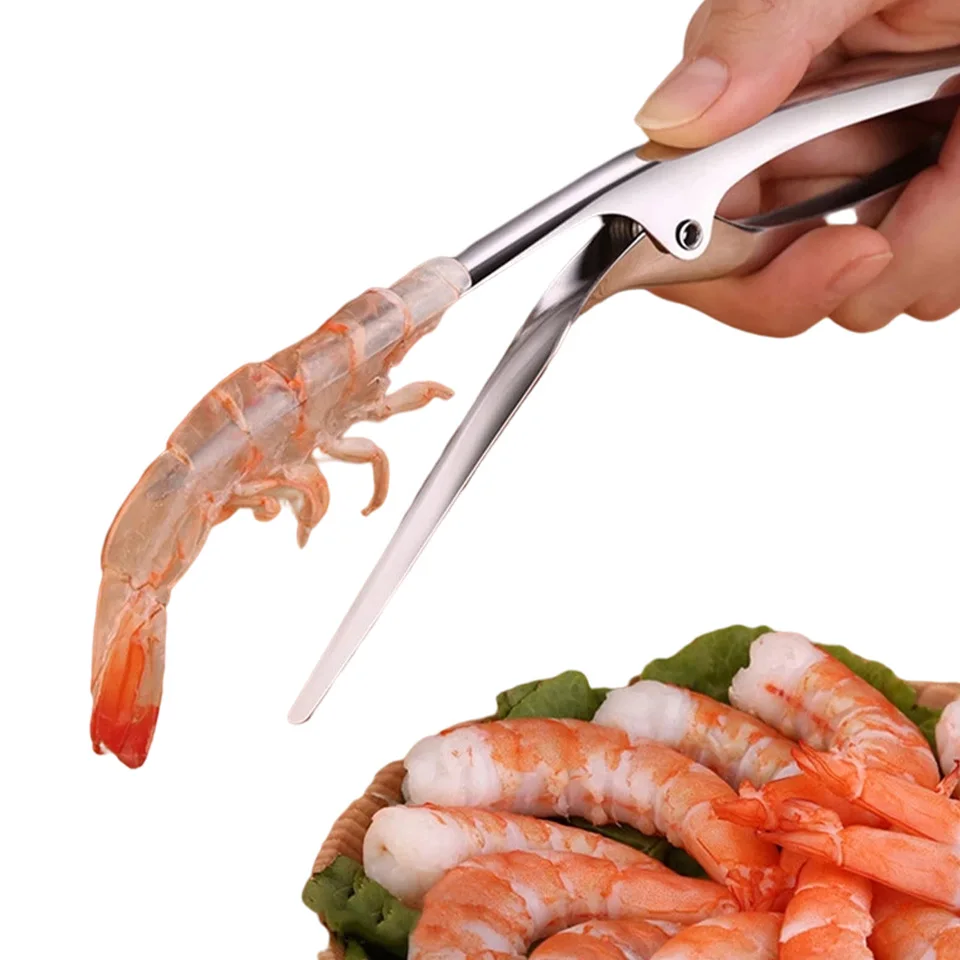 

Нож для чистки креветок кухонные приборы, портативное устройство для ловли креветок из нержавеющей стали, практичные кухонные принадлежно...