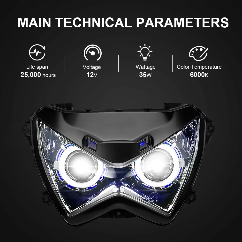 KEMIMOTO для Kawasaki Z250 Z800 Halo Eye HID проектор на заказ фара в сборе Z 800 Z 250 2013 аксессуары