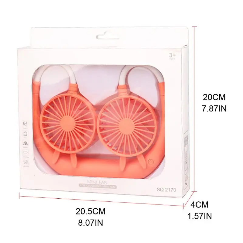 

Neck Fan USB Rechargeable Portable Mini Wearable Neckband Fan Electric Dual Neck Flexible For Face Gym Travel Office