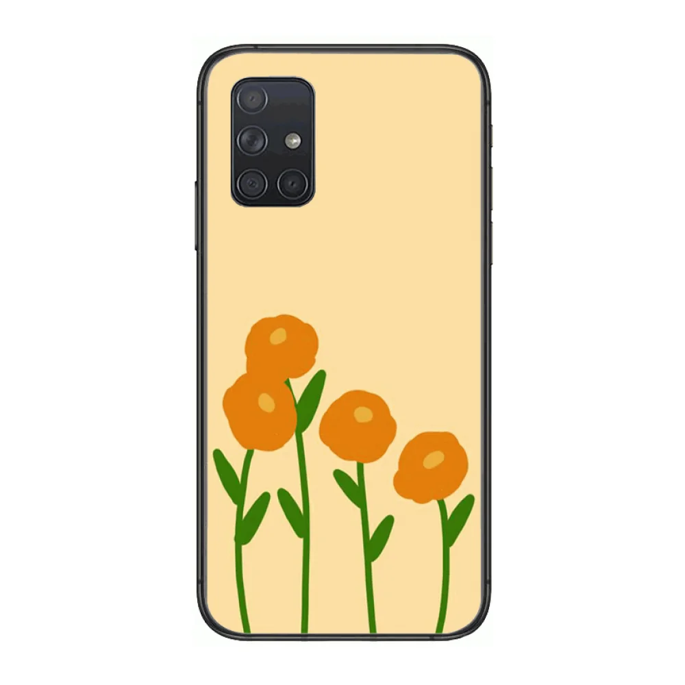 

Cute Cat Girl Flower Phone Case Hull For Samsung Galaxy A 50 51 20 71 70 40 30 10 E 4G 5G S Black Shell Art Cell Cover
