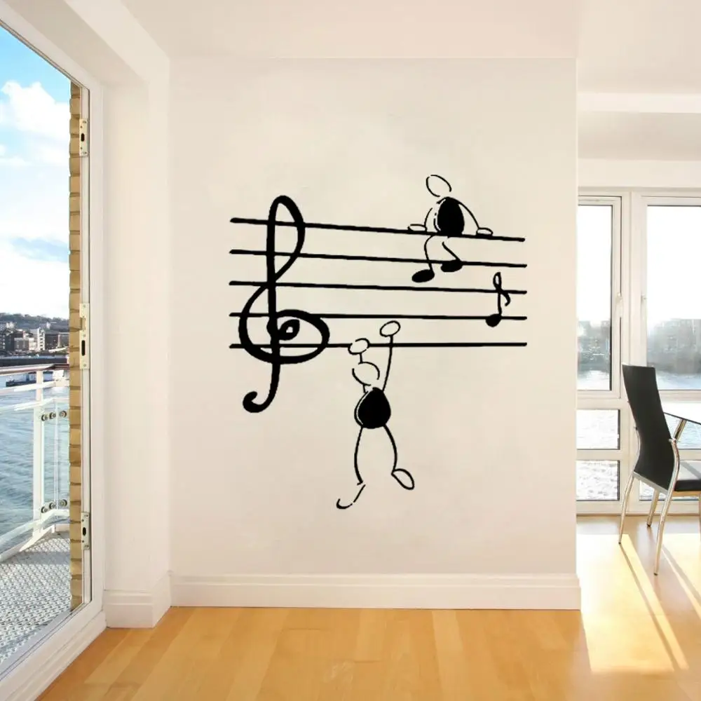 

Wall Sticker Music Notes Funny Guys for Living Room Vinyl Stickers Instrumen art Creative Airplanes With Clouds CX165