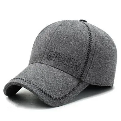 gray XdanqinX мужские зимние наушники шапки толстые теплые бейсболки s с ушками Регулируемый Размер Шерстяная термальная шапка для пожилых пап шляпа - Цвет: gray