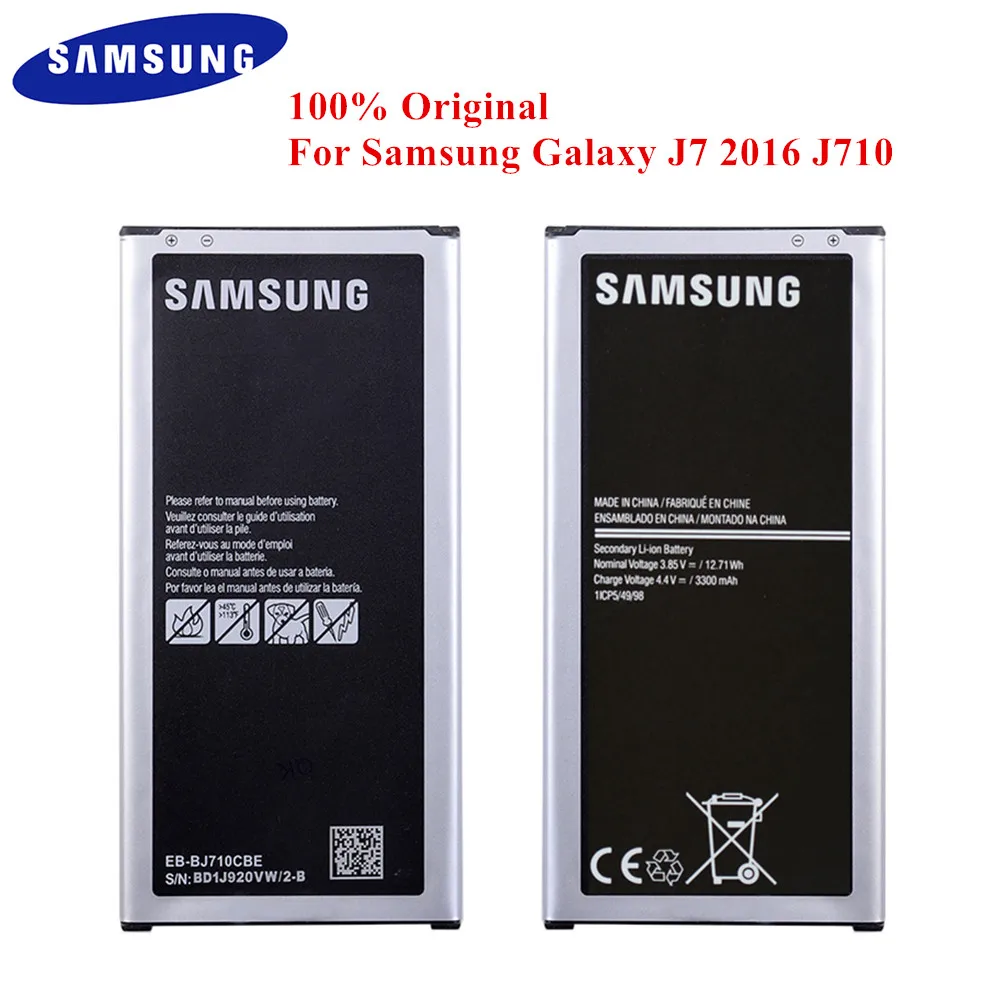 100% Оригинальный аккумулятор EB BJ710CBE для Samsung Galaxy J7 2016 J710 SM J710F J710FN J710FQ J710M J710H J7108 J7109