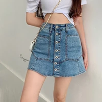 spot chinese new fashion trend high waist single breasted fish tail jeans skirt