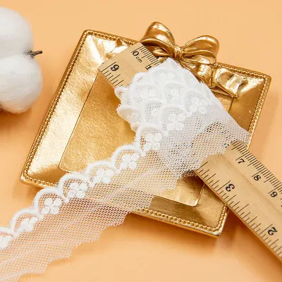 2 ярда хлопковая кружевная бейка с вышивкой белого и бежевого цветов