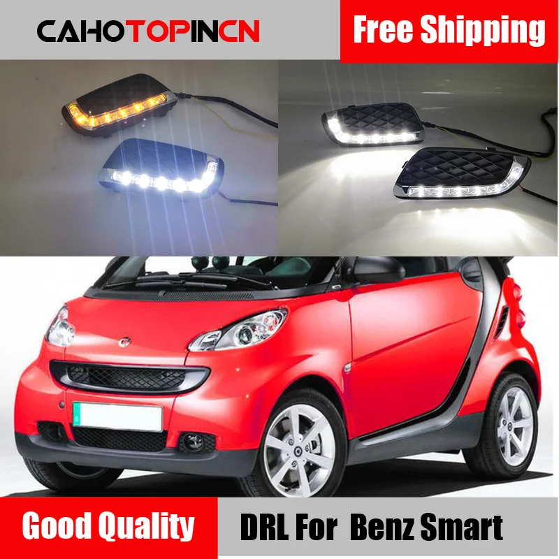 Светодиодные дневные ходосветильник drl для Mercedes benz smart fortwo 2008 2011 с динамическим