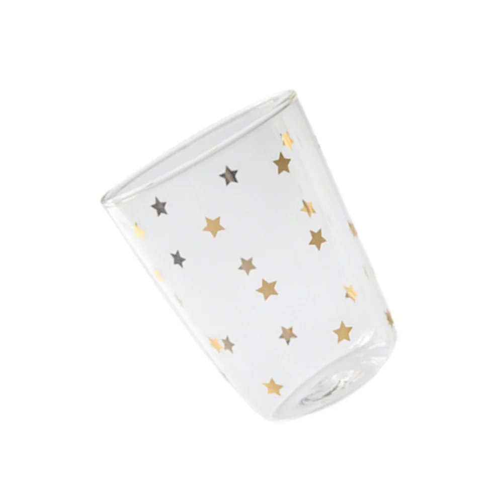 

390ML Heat Resistant Glass Breakfast Cup Golden Stars Coffee Cup Mug Thicken Cup Drinking Cup