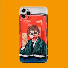 Retro selfie joker poster oil painting art Phone case For iPhone 13 12 11 Pro Max XR XS Max 7 8 Plus 7Plus case cute soft cover