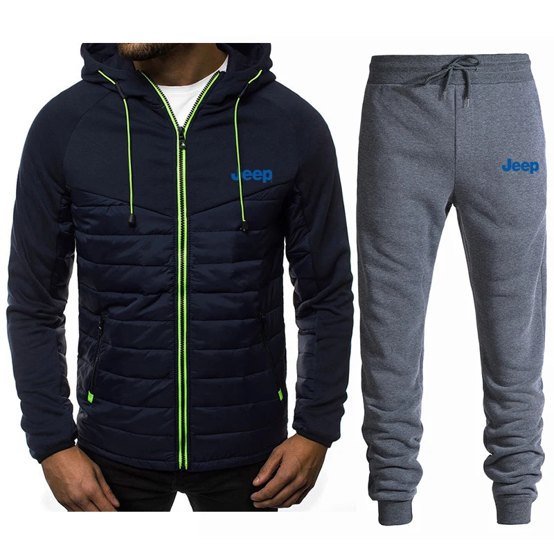 

2021 JEEO car logo Printed sweater + sweatpant men's pullover sweatshirt hooded sweatpants sportswear men