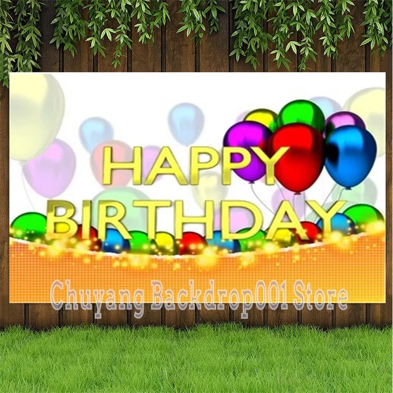 

Photo Studio Props Photography Backdrop Blue Balloons Happy Birthday Party Decoration Greeting Vinyl Background