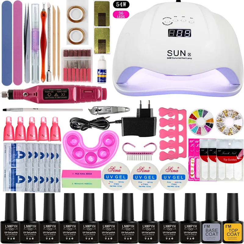 Маникюрный набор Гель лак для ногтей основа верхнее покрытие наборы 24 Вт/48 Вт/54 Вт