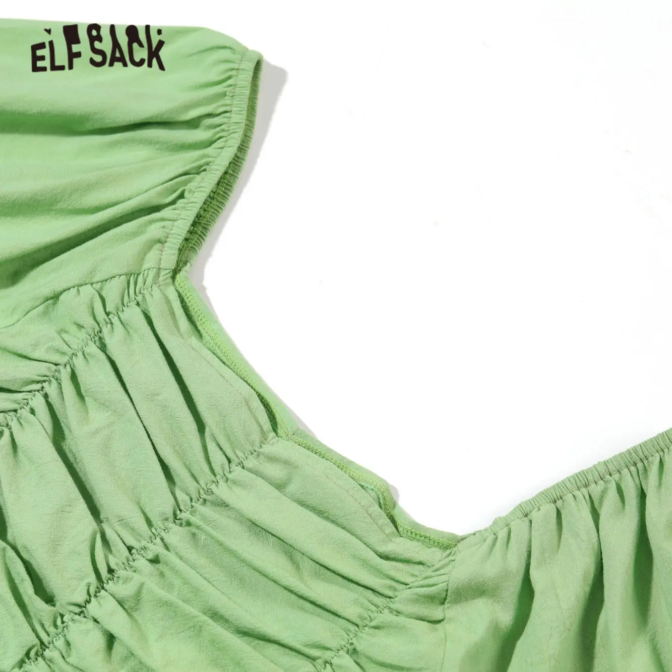 Женская блузка ELFSACK зеленая однотонная Повседневная рубашка с длинным рукавом