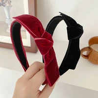 elegant velvet bow bezel headwear women korean headband girls vintage hairband hoop for wedding party hair bands accessories
