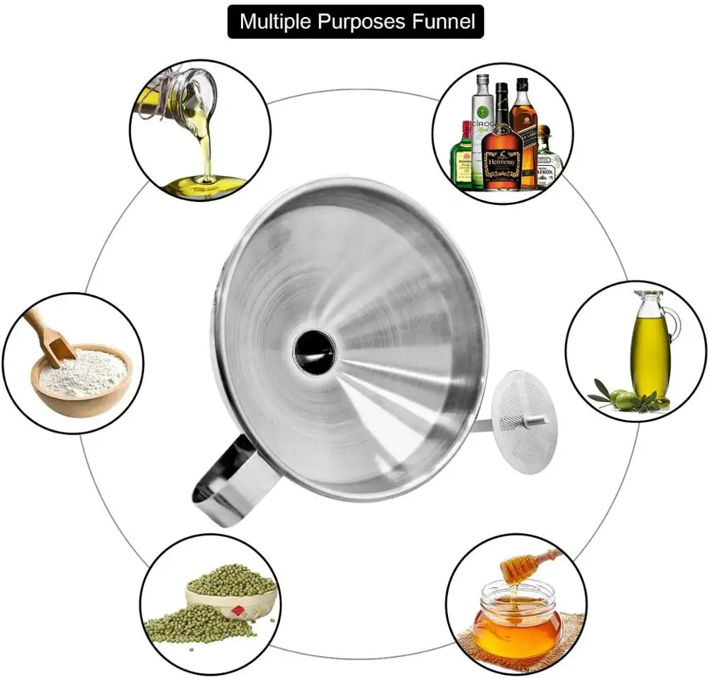 Кухонный набор из воронки нержавеющей стали WALFOS 3 упаковки с чистящей щеткой и