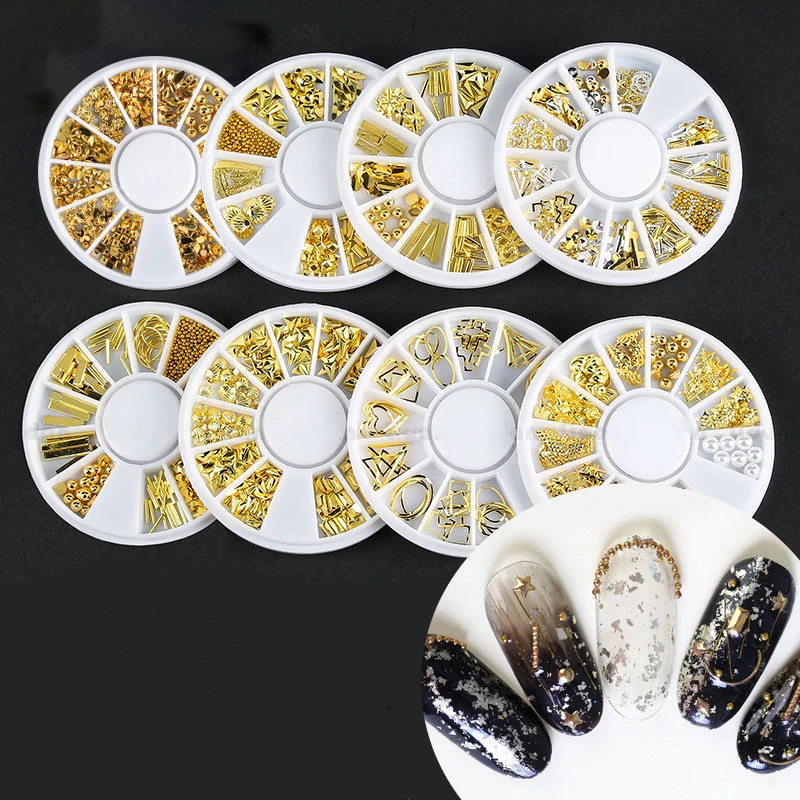 Nail Art Decorations Charms Jewelry Metal Star Moon Gem Pearl Golden Sticker Supplies Ornament TXTB1 | Красота и здоровье