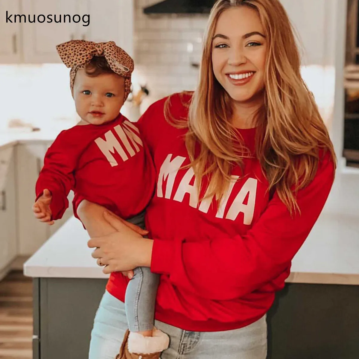 

Mom and daughter matching clothes Christmas MAMA Mini Printed Family Sweatshirts For Mother Daughter Family matching clothes