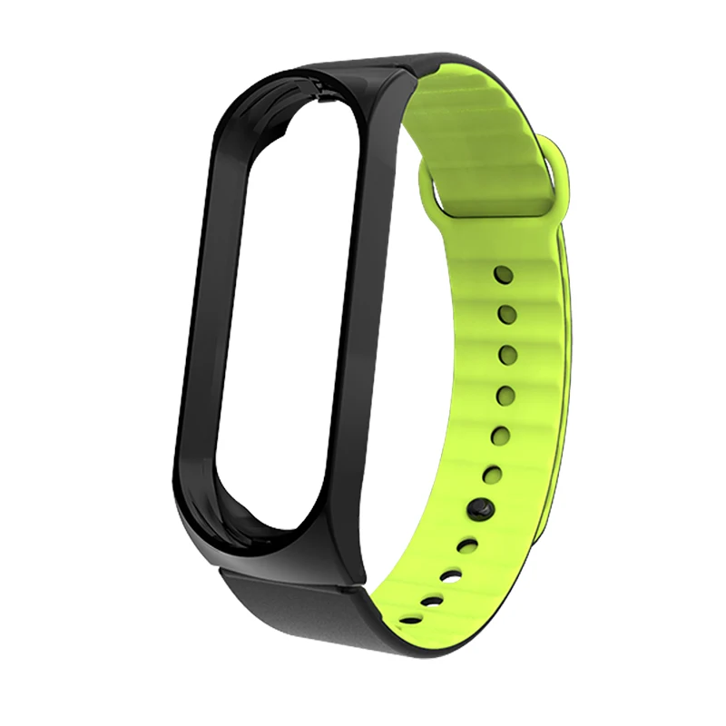 Mi Band 4 ремешок спортивный силиконовый браслет на запястье mi band 3 ремешок металлический чехол Замена mi Band 4 браслет для Xiaomi mi ремешок 3 - Цвет: Green black Mi4 3
