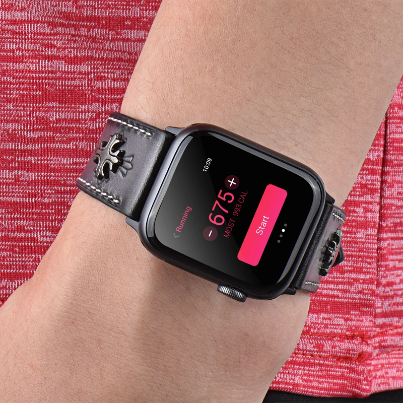Ремешок для Apple watch 44 мм 40 мм correa iwatch 42 мм 38 мм 3 2 высококачественный кожаный браслет ремень Apple watch 4 5 Аксессуары