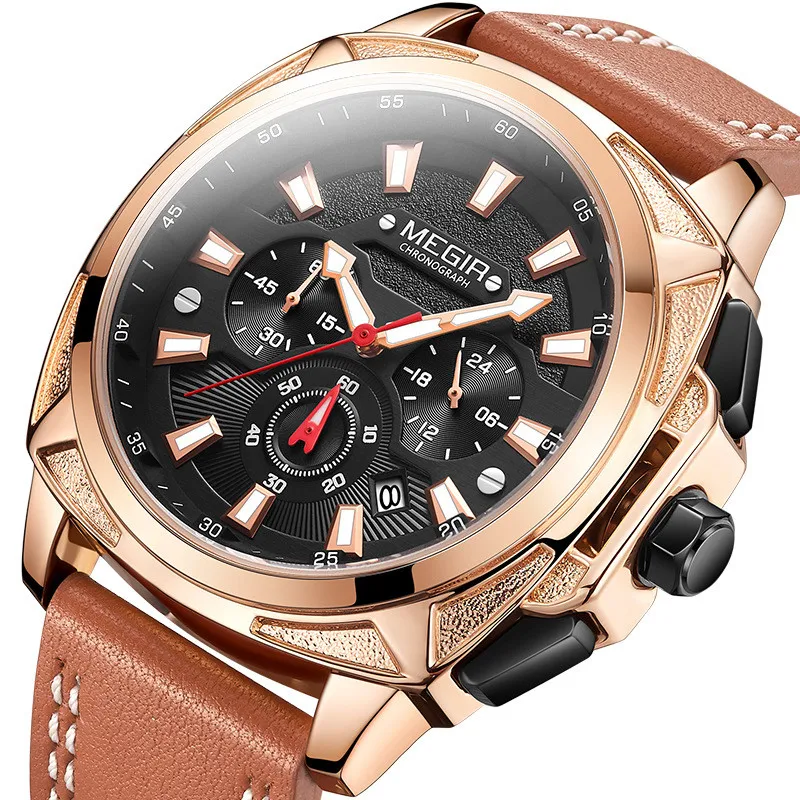 

Fashion Casual Sport Watches for Men Waterproof Leather Military Watch Wristwatch Man Clock Fashion Chronograph Wristwatches