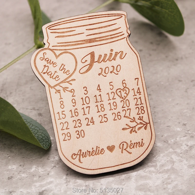 Пользовательский магнит для сохранения даты календарь каменная банка дерево