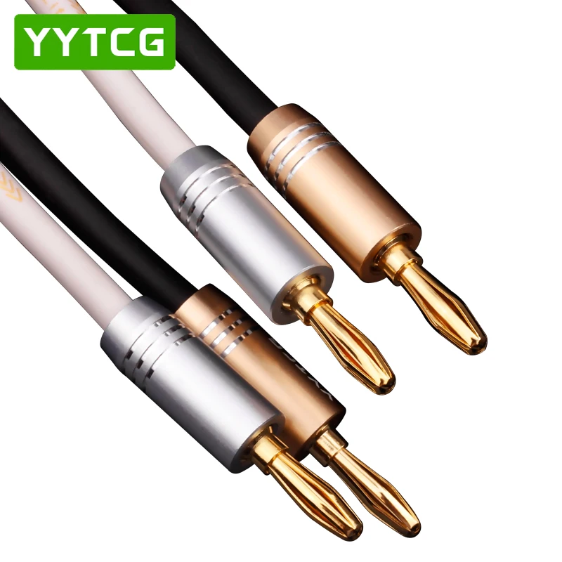 YYTCG Hifi динамик кабель OCC Чистая медь аудио провод с позолоченным банановым