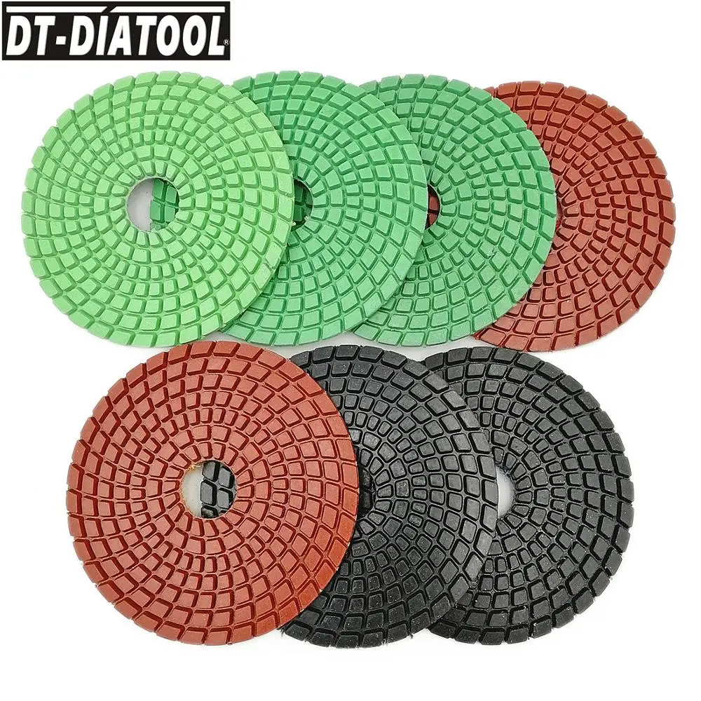 

DT-DIATOOL 7units 4" Professional Diamond Sanding Disc Grinding Disc Polishing Pads for Tiling Marble Stone Diameter 100mm/4"