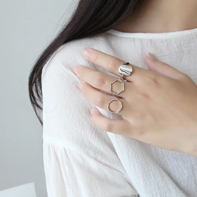 

DIEERLAN Trendy Silver Color Circle Rings For Women Wedding Men Jewelry Big Finger Rings Wholesale 2019