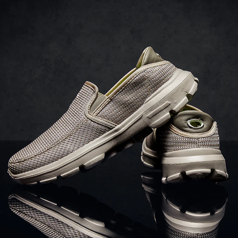 

Fashion Walking Lazy Shoes Men Comfortable Shock Absorption Big Size Mesh Casual Couple Sneakers Breathable Slip On Driving Shoe