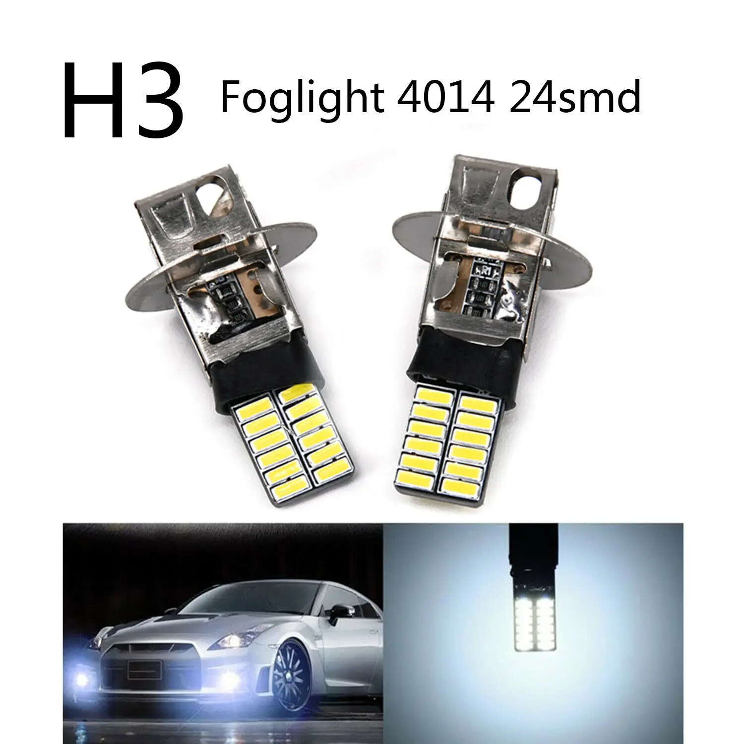 

6500K Anti-Fog Lights Bulb Car Daytime running Lamp Driving 2pcs Bright Brightness H1 LED