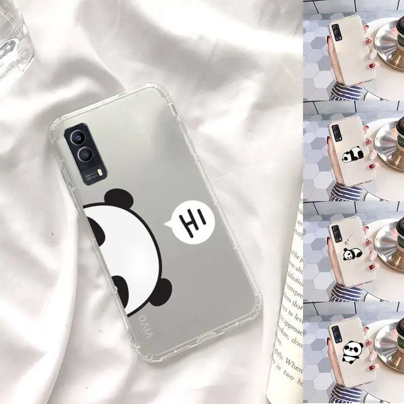 

Panda Cat Dinosaur funny cartoon Phone Case Transparent For VIVO X 60 50 30 27 23 21 20 9 pro plus S i + Soft TPU Clear bags