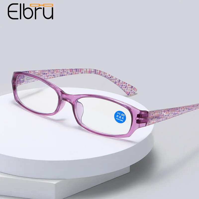 

Elbru Retro Fashion Anti Blue Light Reading Glasses Women Men Ultralight Clear Lens Presbyopia Eyeglasses Diopters +1.0 to +4.0