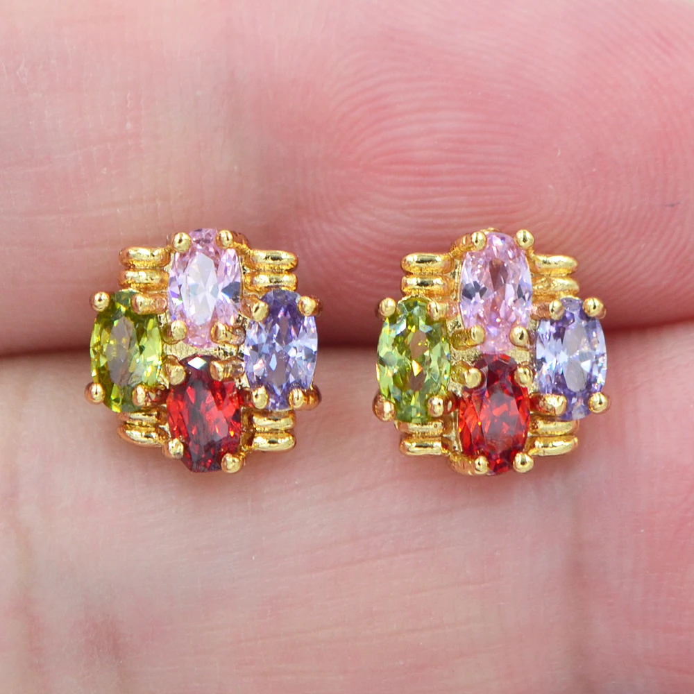 Модные ювелирные изделия золотого цвета многоцветный циркон Цвет Красочные