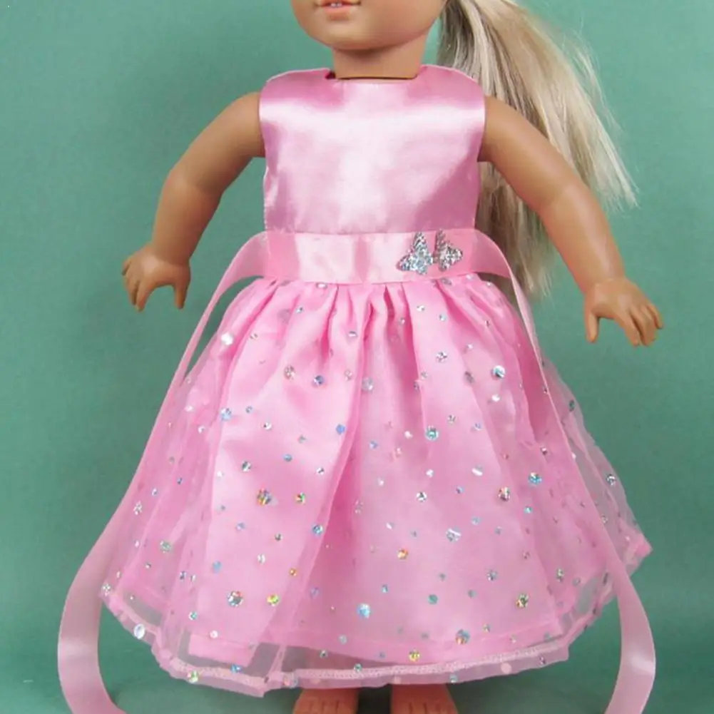 

Doll Dress Sequined Gauze Skirt For 18 Inch American Baby New & Girls Doll Doll 43 Born Cm Girl Accessories Items N1D1