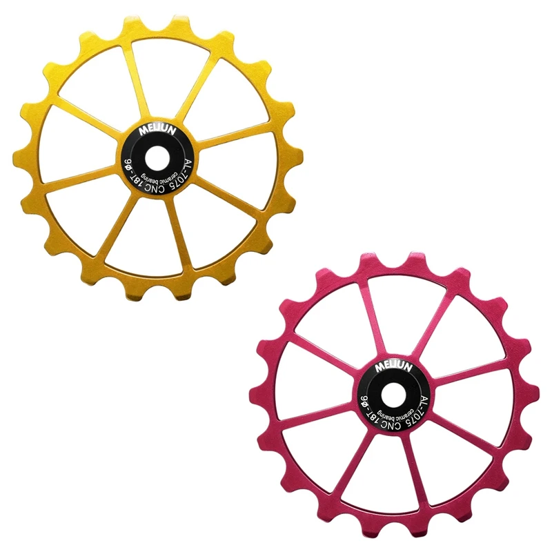 

MEIJUN, 2 шт., 18T, горный велосипед, задний джоки, шкив, направляющий ролик для дорожного велосипеда, золотистый и красный