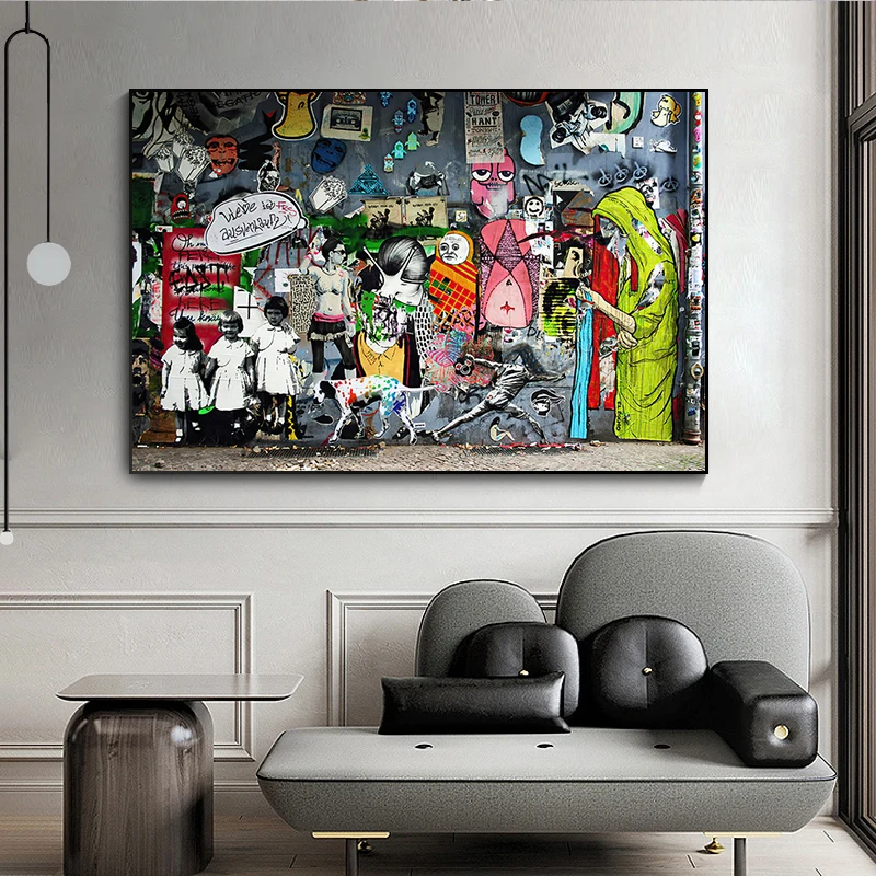 Бэнкси произведение искусства девушка с Бабочкой Холст настенные картины