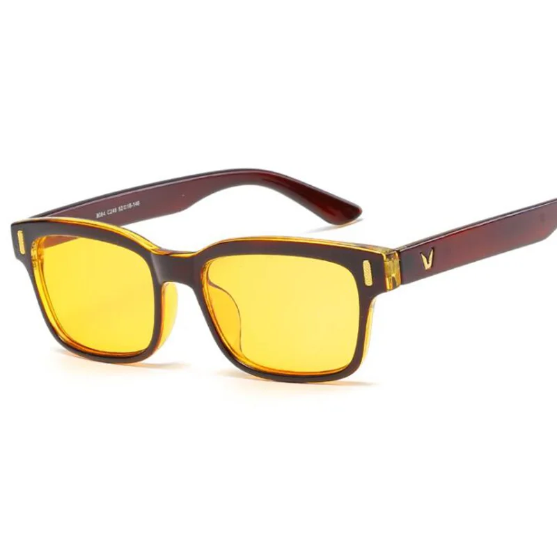 Brown Yellow RBENN синий свет Блокировка Компьютерные очки для мужчин и женщин ночного видения очки для вождения мужской анти синий свет игровые очки UV400 - Цвет оправы: Brown Yellow