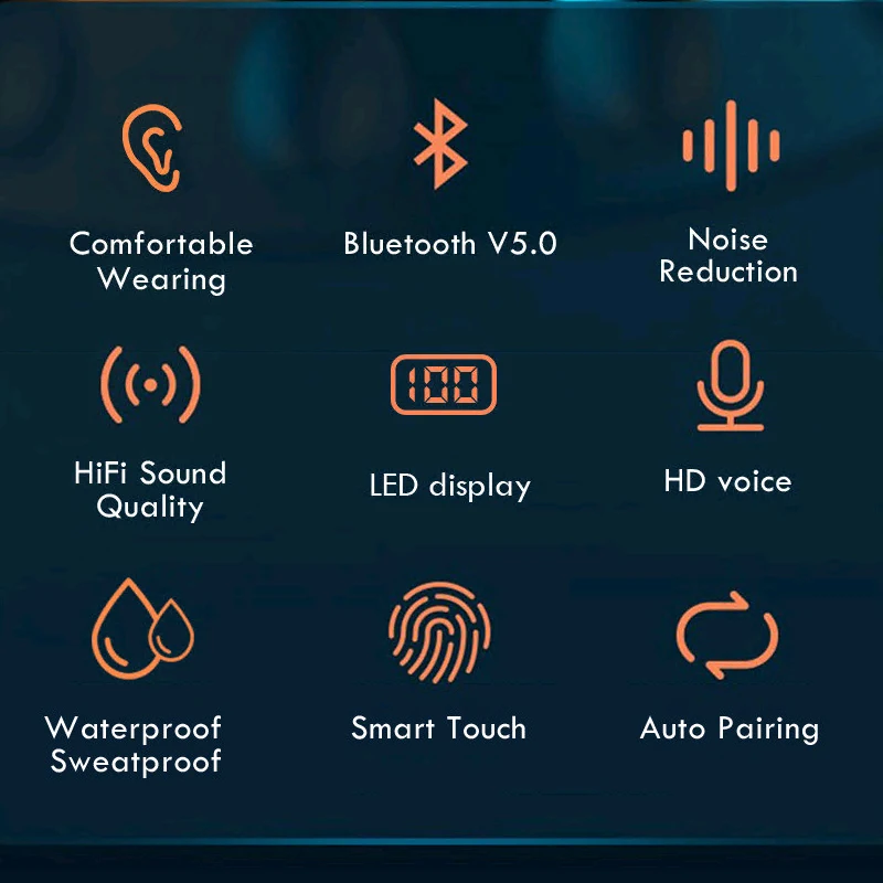 Водонепроницаемые наушники вкладыши TWS Bluetooth 2200 мАч зарядная коробка